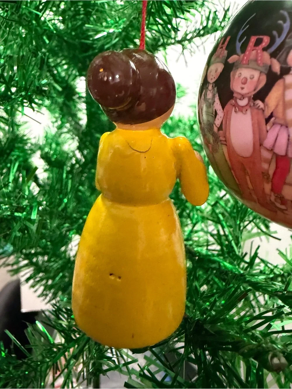 Hallmark Teacher Christmas Bauble Ornament Set Of 2 Glass Wood 1992 Classroom